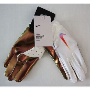 Nike Men' Sz M White/Iridescent Vapor Jet 7.0 Wide-Receiver Football Gloves